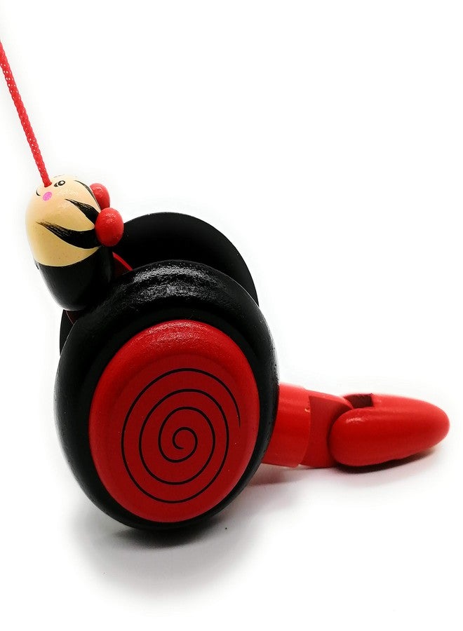 DAISYLIFE™ Walk-A-Long Snail Toddler Wooden Pull Toy | 6.5 x 2.5 Inch | Red - Image 2